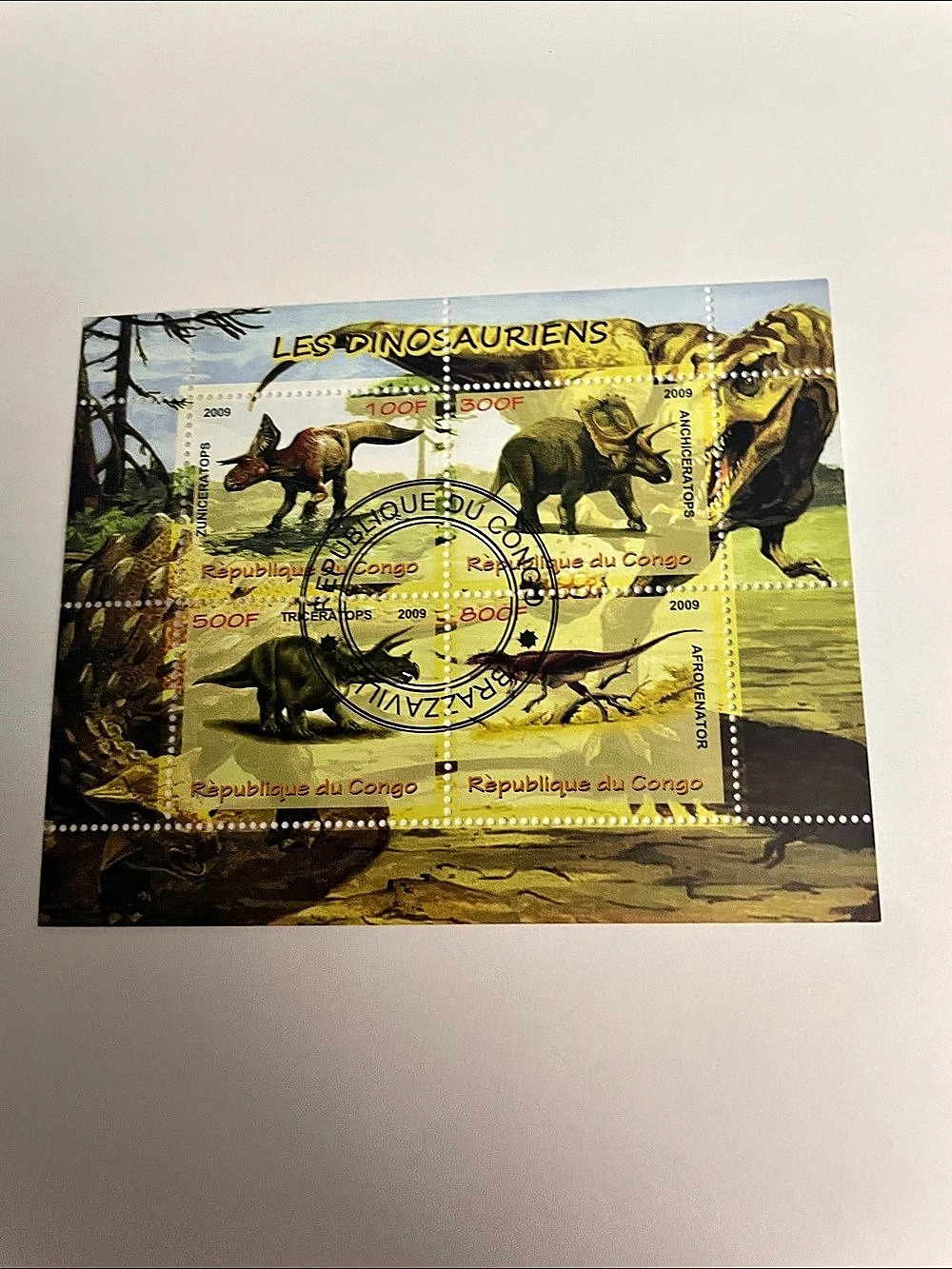 2009 Republic of Congo Dinosaur Stamp Sheet CTO
